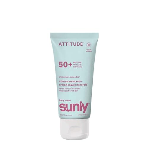 Écran solaire minéral pour bébé ATTITUDE SPF 50, oxyde de zinc à large spectre, vérifié EWG, à base de minéraux, non nano, crème légère pour le visage et le corps, douce...
