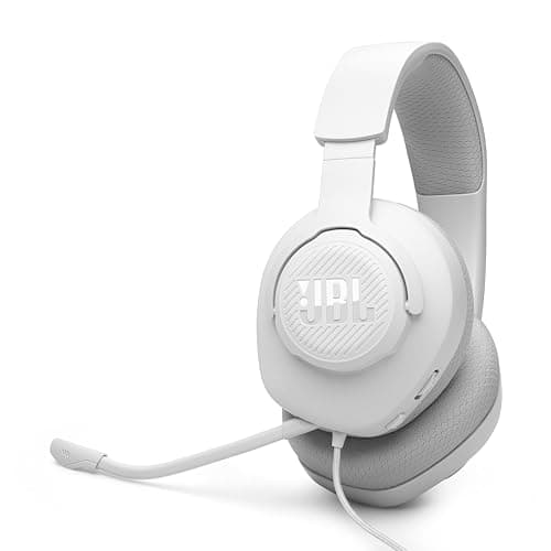 JBL Quantum 100M2 - Casque de jeu supra-auriculaire filaire avec micro omnidirectionnel et détachable avec option sourdine et oreillette en mousse à mémoire de forme recouverte de tissu...