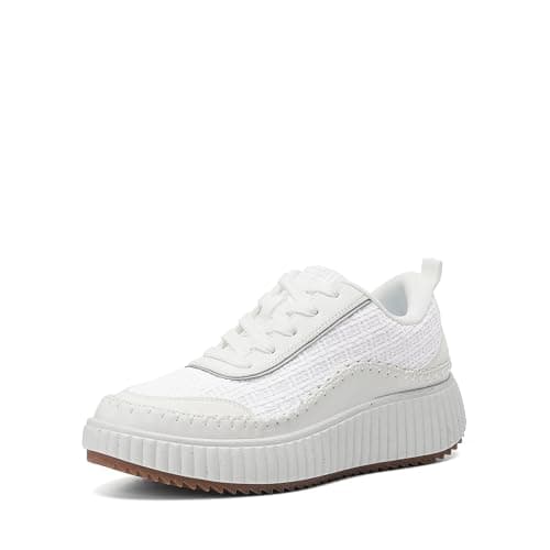 DREAM PAIRS Women Platform Chunky Sneakers, Lace Up Casual Comfortable Fashion Shoes for Walking Running Workout,Size 7,White,SDFN2379W