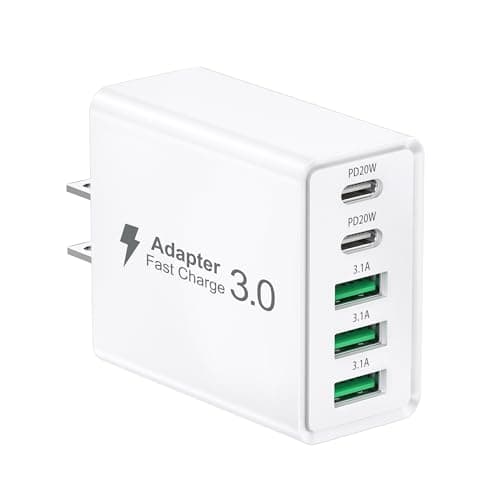 USB C Wall Charger,50W 5-Port PD Fast USB C Charging Block,2USB C+3USB A Multiport Plug,Type C Power Adapter Brick Cube for iPhone...
