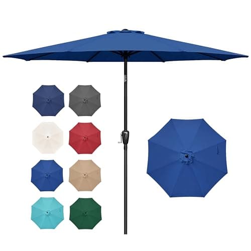 Simple Deluxe 9FT Outdoor Patio Umbrella Table Market Umbrella with Push Button Tilt and Crank, 8 Sturdy Ribs, UV Protection Waterproof for Garden,...
