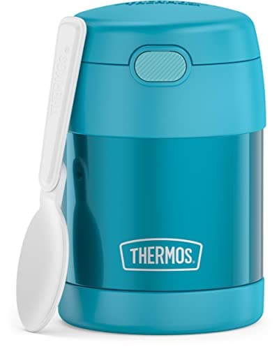 THERMOS FUNTAINER Pot à nourriture pour enfants isolé sous vide en acier inoxydable de 10 onces avec cuillère pliante, bleu sarcelle