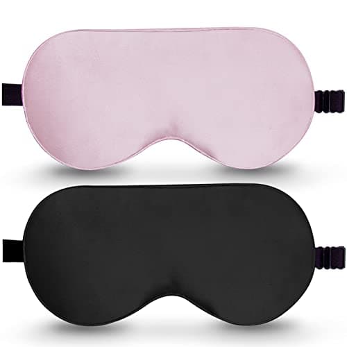 BeeVines Silk Sleep Mask, 2 Pack 100% Real Natural Pure Silk Eye Mask with Adjustable Strap, Sleeping Aid Blindfold, Eye Sleep Shade Cover, Blocks...