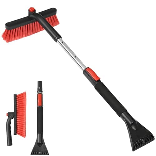 Car Snow Brush with Ice Scraper 33.5 inch for Windshield Windows Extendable Length Rod Car Snow Remover Windshield Snow Scrapers Removal Shovel for...