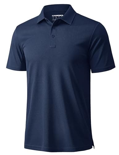 MAGCOMSEN Men's Polo Shirts Short Sleeve Golf Quick Dry Collared Moisture Wicking Athletic Performance Polos Navy M