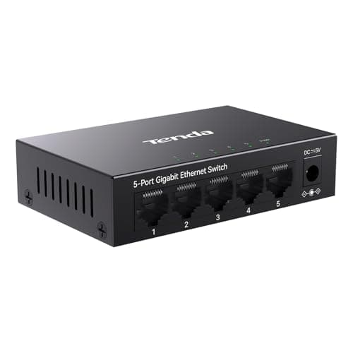 Tenda 5 Port Gigabit Ethernet Switch | Ethernet Splitter | 5 x 1000Mbps Ports | Unmanaged Network Switch | Plug & Play | Desktop/Wall-Mount |...