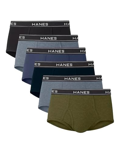 Hanes Lot de 6 slips taille moyenne pour homme Blanc/noir Taille L US