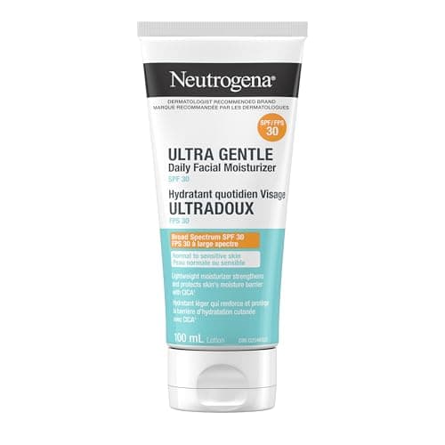 Hydratant quotidien ultra doux pour le visage Neutrogena avec écran solaire SPF 30 avec CICA, lotion pour le visage légère avec SPF 30 à large spectre pour les peaux normales à...