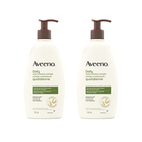 Aveeno Daily Moisturizing Lotion with Pump, Dry Skin, Non Comedogenic, Prebiotic Oat, Daily Moisturizer, Fragrance Free, Pack of 2 (1064 ml Total)...