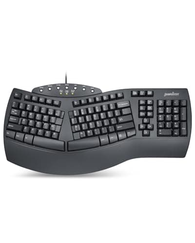 Perixx PERIBOARD-512 Ergonomic Split Keyboard - Natural Ergonomic Design - Black - Bulky Size 19.09"x9.29"x1.73"