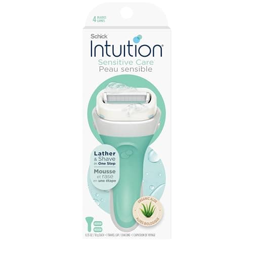 Schick Intuition Naturals Sensitive Care Rasoir pour femme à l'aloe vera, comprend 2 recharges de rasoir pour femme