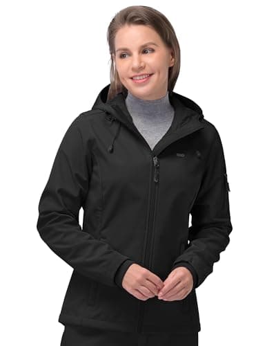 Veste Softshell pour femme de 33 000 pieds, veste chaude doublée en polaire, manteau coupe-vent léger à capuche pour la randonnée en plein air