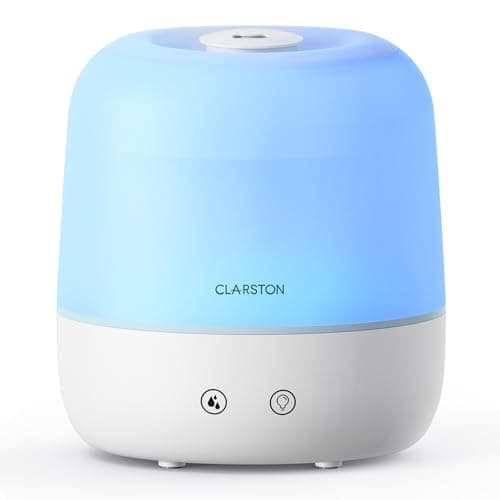 Humidificateur à brume fraîche Clarston 2L pour chambre à coucher avec buse réglable à 360°, niveaux de brume élevés et faibles, bruit ultra-faible, extinction de la lumière, sans BPA, arrêt automatique...