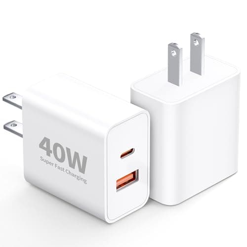 USB C Charger Block, 2 Pack 2-Port 40W Dual USB-C & USB-A Wall Charger Power Adapter PD/QC Fast Charging Block Brick Cube for iPhone 17/17 Pro...