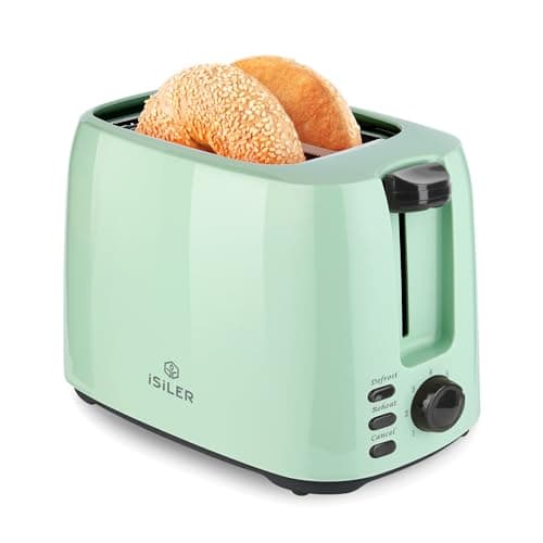 Grille-pain iSiLER à 2 tranches, grille-pain à bagel à fente de 1,3 pouces de large avec 7 réglages de teinte et cuisson double face, cr...