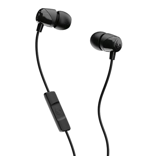 Skullcandy Jib Écouteurs filaires avec prise AUX 3,5 mm, ajustement isolant du bruit, microphone en ligne, contrôle d'appel et de suivi, pratique pour les voyages – Noir