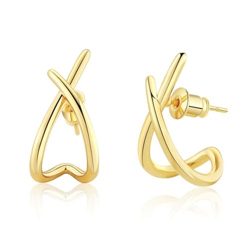 AGWOLF Gold Earrings for Women Trendy,14K Gold/Silver Plated Stud Plated Earrings Dainty Earrings Simple Minimalist Cubic Zirconia Diamond...