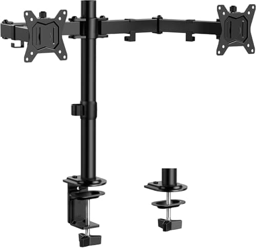 Support de bureau pour double moniteur ErGear, bras pour double moniteur entièrement réglable pour 2 écrans d'ordinateur jusqu'à 32 pouces, robuste Du...