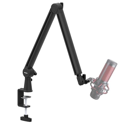 Bras de micro Prizmora, bras de perche de microphone haut de gamme avec gestion des câbles, bras de perche de diffusion rotatif à 360°, bras de perche de micro pour podcasts, streaming,...