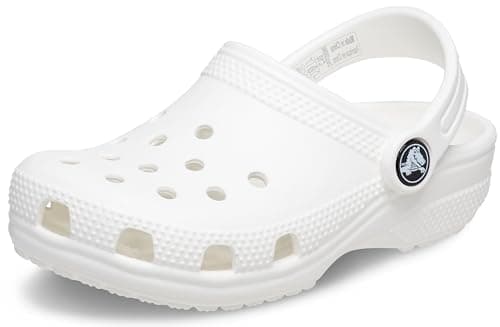 Crocs Unisex-Child Classic Clogs, White/White, 5 Big Kid