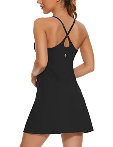 Desol Women's Tennis Dress, 2 in 1 Athletic Golf Workout Dress with Built-in Bra & Pockets Shorts, Adjustable Strap Sports Dresses for Sports...