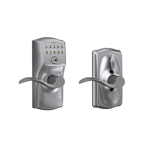 Schlage Camelot Keypad Entry with Flex-Lock and Accent Lever, Satin Chrome, FE595 CAM 626 Acc