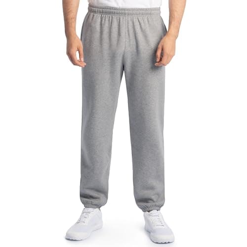 Fruit of the Loom Eversoft Pantalon de survêtement élastique en polaire avec poches, coupe décontractée, évacuation de l'humidité, respirant, noir chiné, taille M