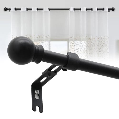 Curtain Rods - 5/8 inch Matte Black Curtain Rod for Windows 28 to 48 Inch, Decorative Small Curtain Rods Set, Drapery Rods