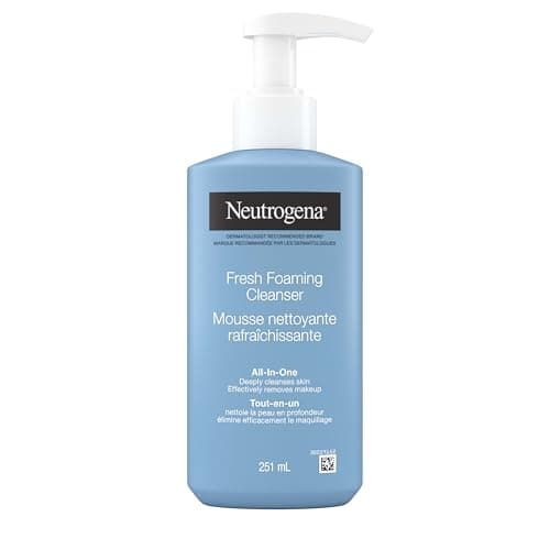 Nettoyant moussant pour le visage Neutrogena Fresh, nettoyant pour le visage démaquillant tout-en-un pour peaux normales à grasses, nettoie et élimine en profondeur le maquillage imperméable,...