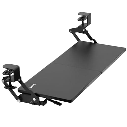 VIVO Large Clamp-on 27 (33 Including Clamps) x 11 inch Computer Keyboard and Mouse Tray with 12 Setting Swinging Height Adjustment, Platform Drawer...