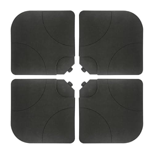 T&Jero Lot de 4 supports de base en plastique robuste pour parasol déporté en porte-à-faux extérieur, 260 lb avec remplissage d'eau et de sable, noir