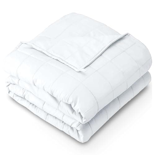 Bare Home Couverture lestée Queen Size 17 lb (60" x 80") pour adultes - 100 % coton naturel - Couverture lourde de qualité supérieure avec perles de verre non toxiques (blanc,...