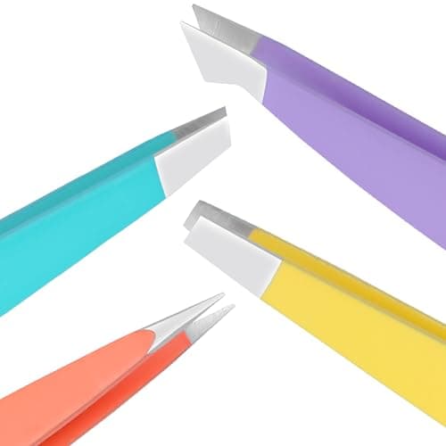 SIVOTE 4-Pack Pince à épiler à sourcils pour femme – Pince à épiler professionnelle pour l'épilation du visage et du menton – Précision en acier inoxydable pour homme et femme...