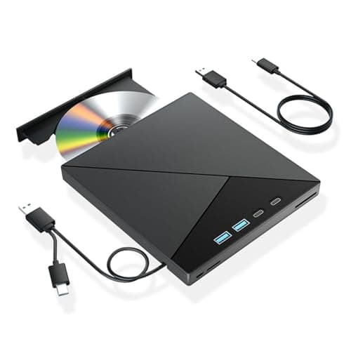 7 in 1 External Bluray Drive 4k USB 3.0 CD DVD +/-RW Burner 3D BD Player with SD/TF Ports Compatible with Windows MacOS