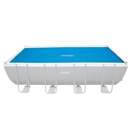 Intex Solar Pool Cover for 18' x 9' Rectangular Frame Outdoor Swimming Pools with Carrying Storage Bag, (Pool Cover Only), Blue