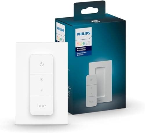 Gradateur intelligent Philips Hue avec télécommande, blanc - 1 paquet - Allume, éteint, atténue ou éclaircit les lumières Hue - Nécessite un pont Hue - Facile, sans fil...