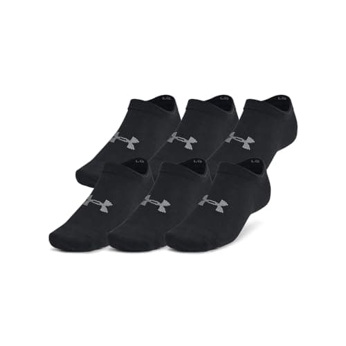 Under Armour Essential No Show Lot de 6 chaussettes unisexes pour adulte (001) Noir/Noir/Castlerock, Taille M