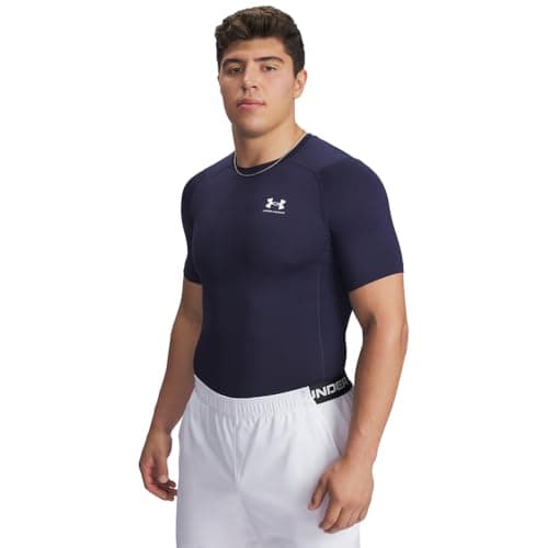 Under Armour Mens Armour HeatGear Compression Short-Sleeve T-Shirt, Midnight Navy (410)/White, X-Large