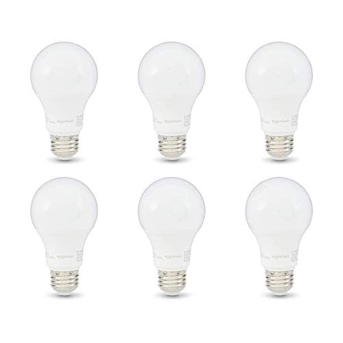 Amazon Basics Ampoule LED A19, équivalent à 60 W, blanc doux, à intensité variable, durée de vie de 10 000 heures | Paquet de 6
