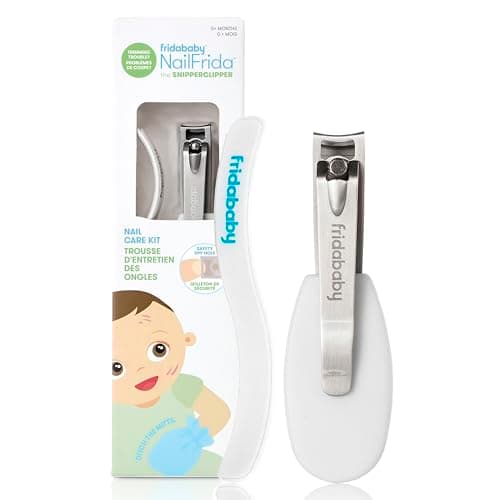 Frida Baby NailFrida Baby Nail Clippers & Nail File & Buffer for Newborns and Up, Safety Spyhole, Nickel Free, Curved Clipper to Fit Babies Nails