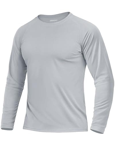 Boladeci Chemises de pêche pour hommes à manches longues UPF 50+ Protection UV Protection solaire Cool T-shirts athlétiques pour la randonnée, le camping, le surf, la course à pied (gris)