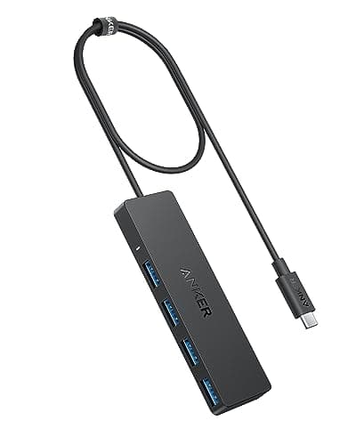 Anker 4-Port USB 3.0 Hub with 5Gbps Data Transfer, Ultra-Slim USB-C Connector Hub, for MacBook, iMac, Surface, Mobile HDD, and More (2 ft USB-C...