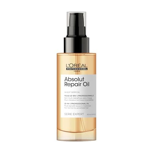 L’Oréal Professionnel Huile sans rinçage 10 en 1 pour cheveux secs et abîmés, avec protéines. Huile de Quinoa Or et Germe de Blé, Nourrit, Resurface et...