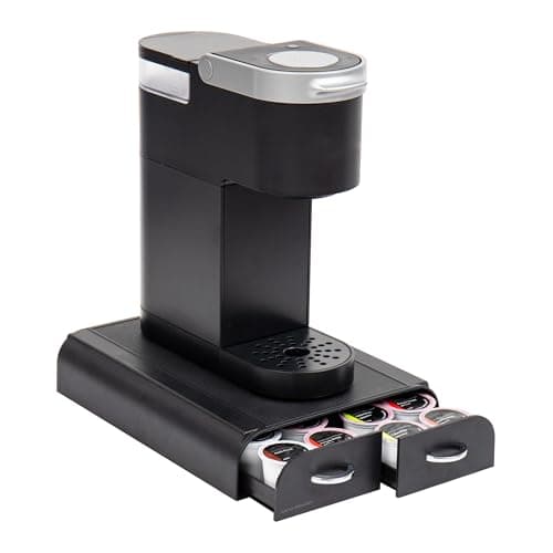 Mind Reader Organiseur de dosettes à usage unique, 2 tiroirs, capacité de 24 dosettes, compatible Keurig Mini, 24,1 L x 31,1 L x 6,4 H cm, Noir