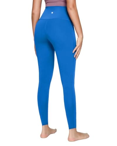 QUEENIEKE Workout Leggings for Women High Waisted Tummy Control Yoga Pants for Gym, Running, and Fitness (Electric Blue Lemonade, L)