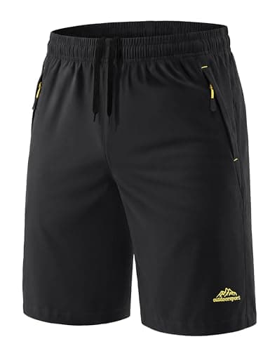 MAGCOMSEN Men Athletic Shorts with Pocket Basketball Sport Short 9 Inch Inseam Running Short Quick Dry Hiking Short Gym Workout Shorts Summer Black 32
