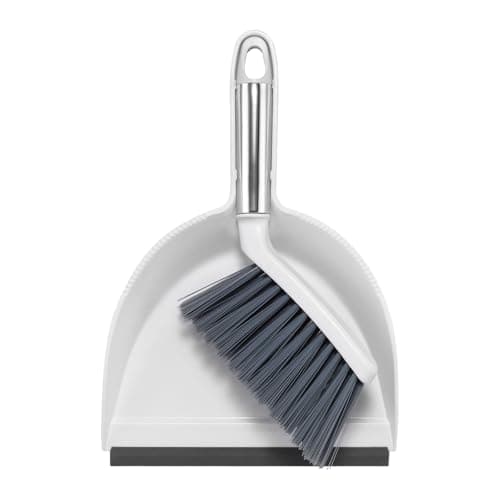 NACENA Ensemble balai et pelle à poussière, balai d'extérieur, mini pelle à poussière avec poignée, dents de pelle pour nettoyer les cheveux, adapté aux bureaux, tiroirs, canapés...
