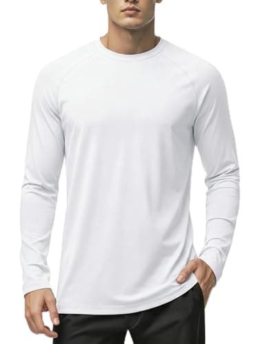MAGCOMSEN UV Shirts for Men Quick Dry Shirts UPF 50 Long Sleeve Men Athletic T-Shirt UV Protection Shirts for Men Guard Shirt for Men White