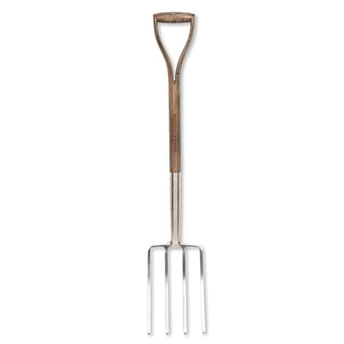 Spear and Jackson R712 Traditional Mirror Finish Stainless Steel Head Digging Fork with 1-Piece Hardwood Shaft