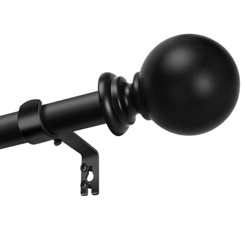 Curtain rods for Windows 48 to 84 Inch, 5/8 Inch Small Matte Black Curtain Rod Adjustable with Brackets Pole Rideau for Bedroom, Bathroom, Living...
